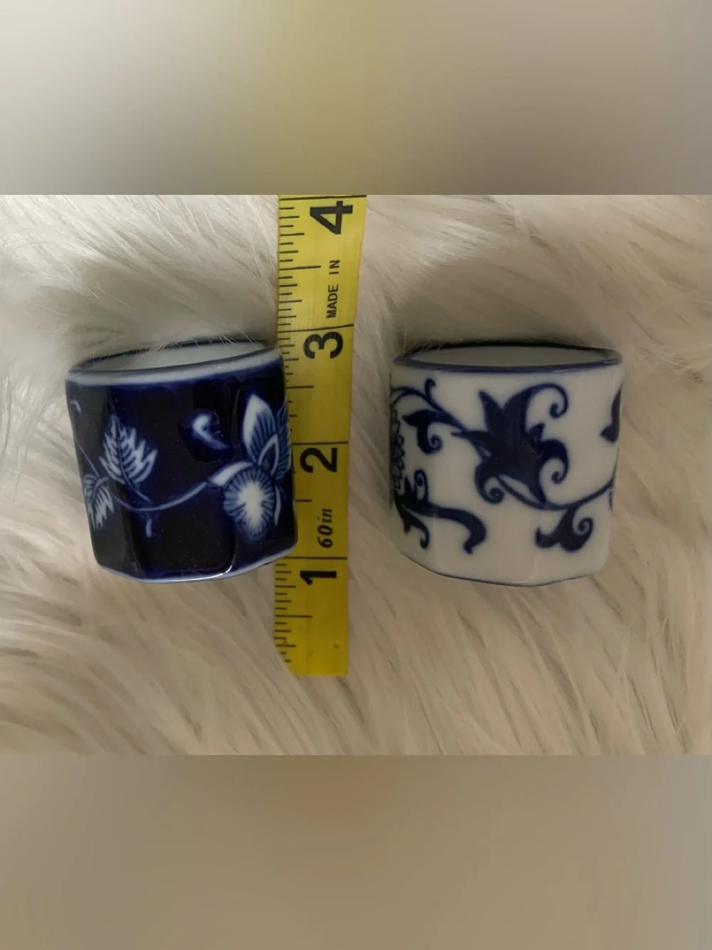 PIER 1  VINTAGE Mandarin Blue porcelain set of (4) napkin holders NIB NWT